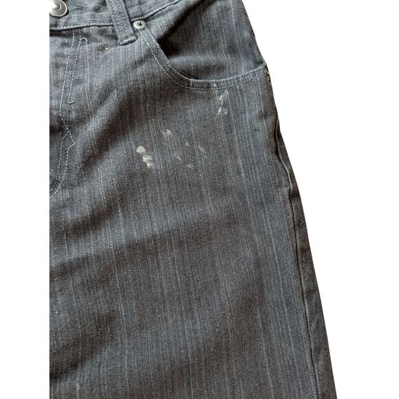 Square Zero Jeans Mens 32X30 Actual Black/Gray Wide Leg Graphic Streetwear Y2k - Picture 9 of 10